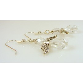 Angel Earrings with Clear Crystal Beads and Sterling Silver Earwires