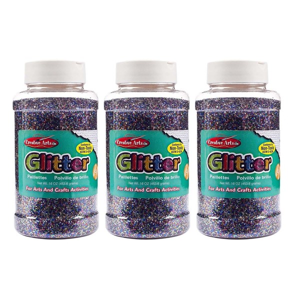 CLI Charles Leonard Creative Arts Glitter, Multi-Color, Pack of 3