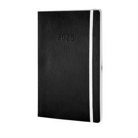 Chronoplan 50945 Book Calendar 2025 (Diary A5 (135 x 210 mm) with Soft Cover, Daily Planner, 1 Day on 1 Page, with Flexible Pen Loop, Index Tape, Rubber Closure, Black