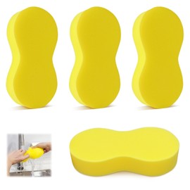 vsshe 4 Pack Large Car Sponges, Car Wash Sponges, Cars Window Cleaning Sponge, Thickened and Ultra-Soft Cleansing Sponge for Cars, Windshields, Dishes, Tiles, Kitchens, Bathrooms, Home Cleaning