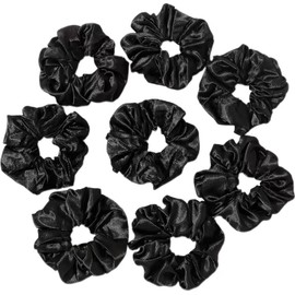 8 Pack Scrunchies Hair Ties Satin Scrunchies Soft than Silk Scrunchies Elastics Bands Ponytail Holder Pack of Neutral Hair Accessories Women (Black, One size)