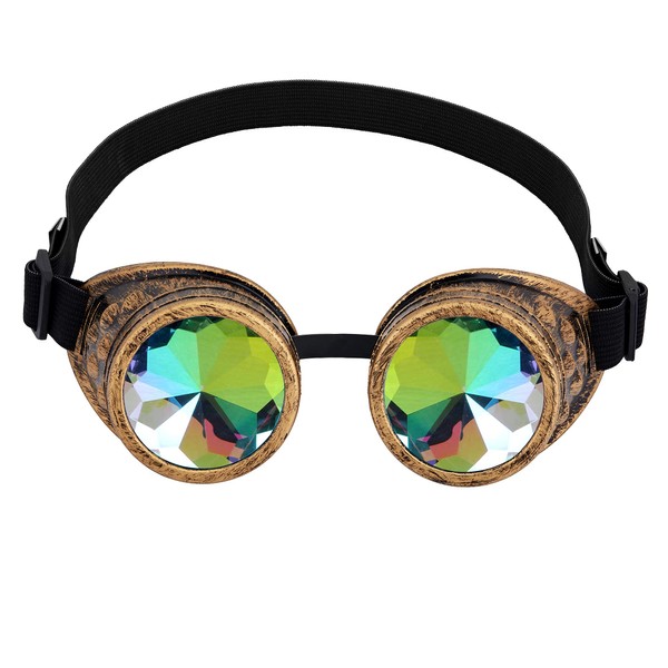 Raves Glasses with Rainbow Crystal Glass Lens Kaleidoscope Goggles Funky