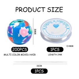 200 Beads, 1 Needle Threader, 1 Needle Threader, Floral Beads For Threading, Beads In Pastel Colors, Bead Set For Threading, Colorful Beads