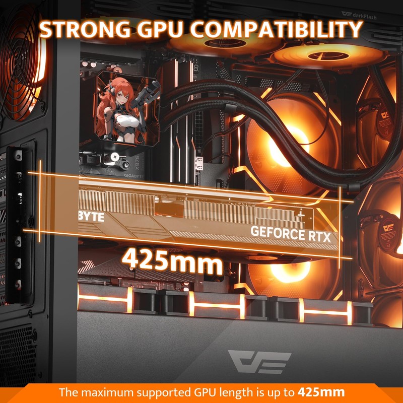 darkFlash DS900WS(2025) ATX PC Case, Genuine Walnut Wood, High Airflow,