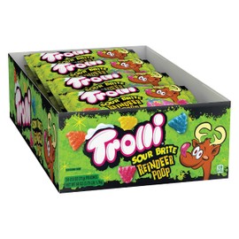 Trolli Sour Brite Gummy Reindeer Poop Candy, Holiday Stocking Stuffer for Kids, 2.5oz (24 Pack)