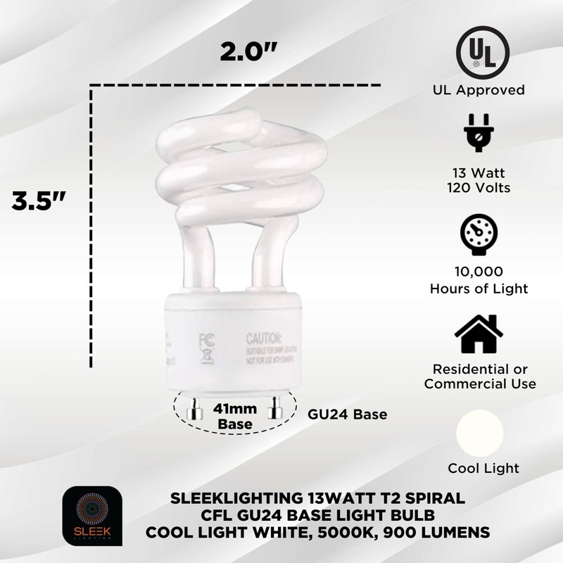 SLEEKLIGHTING - 13Watt GU24 Base 2 Prong Light Bulbs- UL