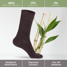 ELYFER Women's Thin Rayon Dress Socks- Casual Color Crew Socks, Comfort Seam