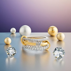 Two-Tone Interlocked Ring with Crystal Accents, Gold and Silver, Fashion Statement Ring (7)