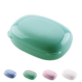 LaaSong Soap Holder Travel Case Portable Round Soap Dish with Lid Leak Proof Soap Box for Shampoo Bar Soap (Large Green)