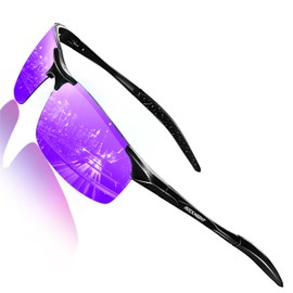 ROCKNIGHT HD Polarized Sunglasses UV Protection Boating Casual Mirrored Purple Sunglasses Big Head Outdoor Men Shade