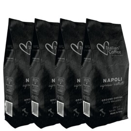 ITALIAN COFFEE FOR ESPRESSO LOVERS Ground coffee, dark roast, for moka, espresso machines, percolators (Napoli Ground, 4 Count (Pack of 7oz)