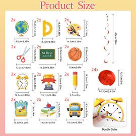 48 PCS Back to School Supplies Hanging Swirls Ceiling Decor Welcome Back to School Decorations for Classroom Decorations First Day of School Decorations