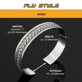 Fly Style Bangle Made of 925 Sterling Silver for Men and Women – Viking Jewellery, Silver, silver