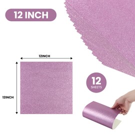 12 Sheets Pink Glitter Cardstock Paper 12" x 12", Thick Glitter Craft Paper for Scrapbook DIY Art Project Greeting Cards Wedding Birthday Party Decoration 250GSM