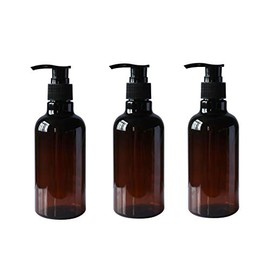 3Pcs 8 OZ Brown Amber PET Plastic Refillable Bottles with Black Pump 250ml Empty Cosmetic Toiletries Containers For Shampoo Hair Conditioner Shower Gel Lotions Hand Wash Dispensers