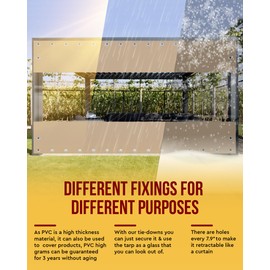 FoundGo 8'Hx7'W Vinyl Curtains for Patio,19oz Outdoor Clear Vinyl Patio Enclosure,Heavy Duty Clear Tarps Waterproof Vinyl Tarp with Grommets for Pergola, Porch,Gazebos,Balcony,-4℉ Cold Resistant