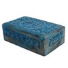 BHAVATU Handmade Blue Mango Wood Jewellery Box with Engraving Tree