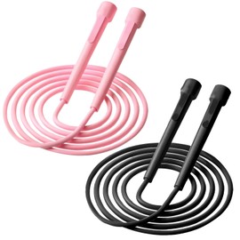 Arvoni 2 Stück Springseil Erwachsene Fitness, 2.8M Verstellbare Springseil, PVC Seilspringen Fitness für Damen, Herren und Kinder, Speed Rope mit Rutschfestem Griff für Fitness, Ausdauer