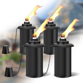 ZSPENG 4 Pack Torch Replacement Canisters, 16oz Bamboo Lantern Refillable Torches, Decorative Citronella Torch Canister for Yard, Patio, Deck, Garden Decor, Party