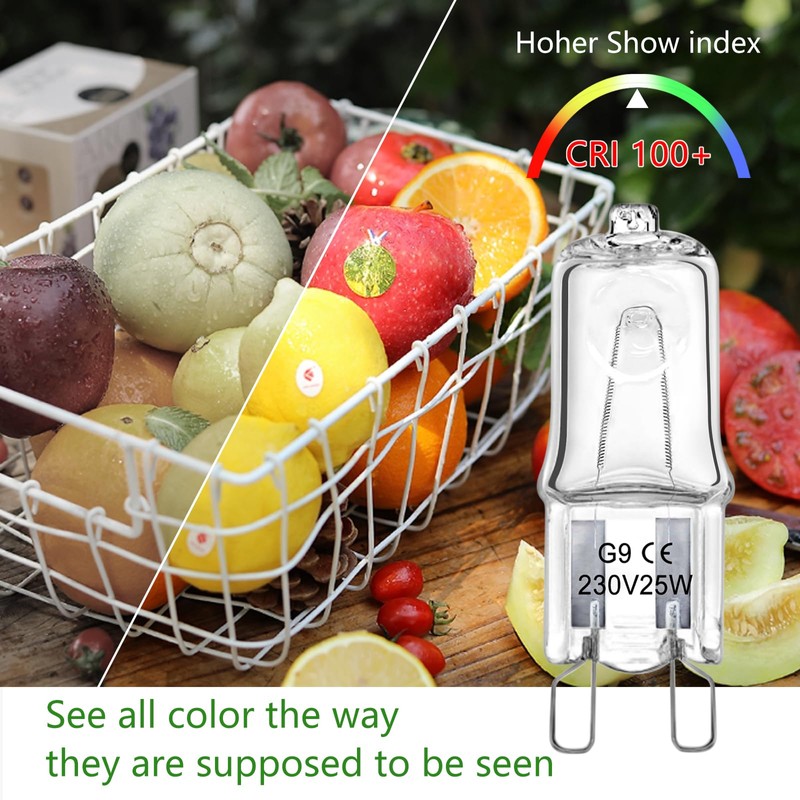 LedWekei G9 Halogen Bulbs 220V 25W 2 Pin Clear Capsule