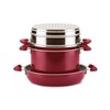 Rachael Ray 8-Piece Create Delicious Stackable Nonstick Cookware Set, Red