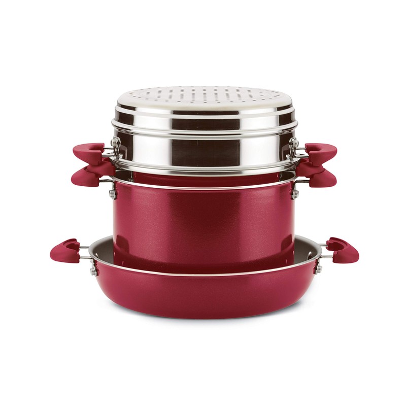Rachael Ray 8-Piece Create Delicious Stackable Nonstick Cookware Set, Red
