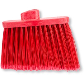 SPARTA Plastic Broom Head, Angled, Flagged for Small Debris Indoor, Outdoor, Home, Restaurant, Lobby, Office, 12 Inches, Red