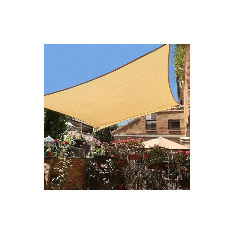 Premium Beige Cotton Canvas Sail Shade - UV Protective Outdoor