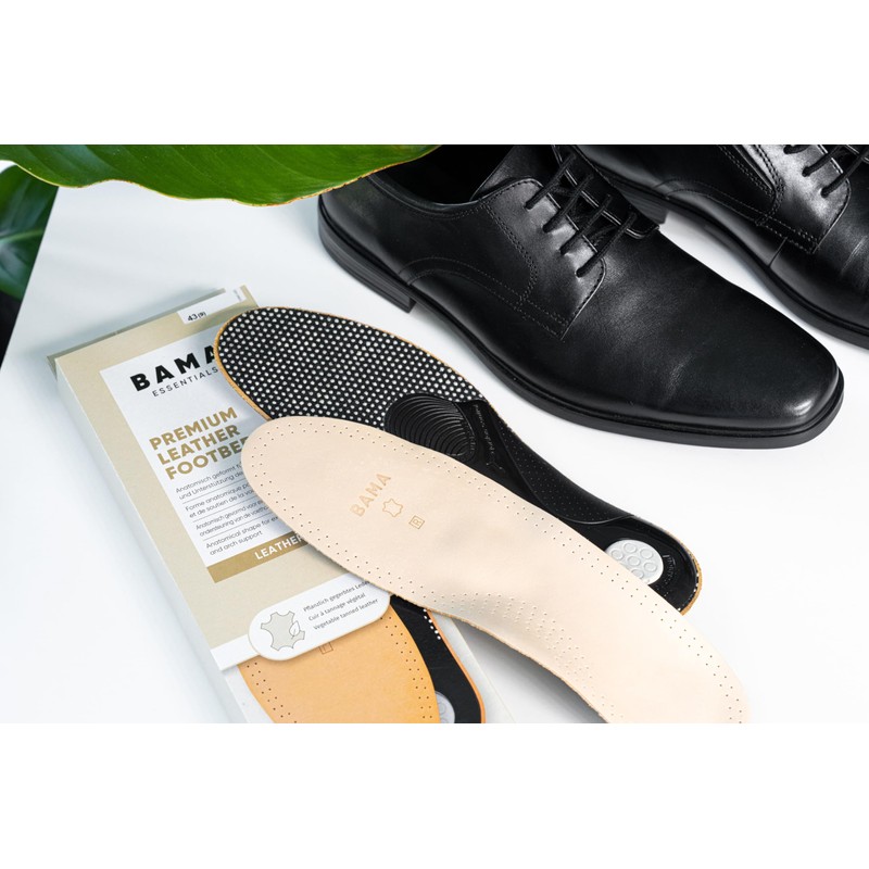 BAMA Premium Leather Footbed, Orthopaedic Insole, Anatomically Shaped, Genuine Leather,