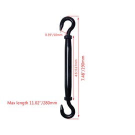 Pastlla 4 Pcs Stainless Steel Turnbuckle Hook and Hook Turnbuckle, Tightening up Metal Cable Wire, for Wire Rope Tension, Hanging Sun Shade Tent Sail Hardware Fittings(M8)