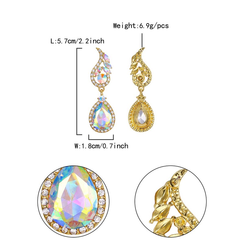 EVER FAITH Rhinestone Crystal Boho Style Floral Leaf Teardrop Pierced