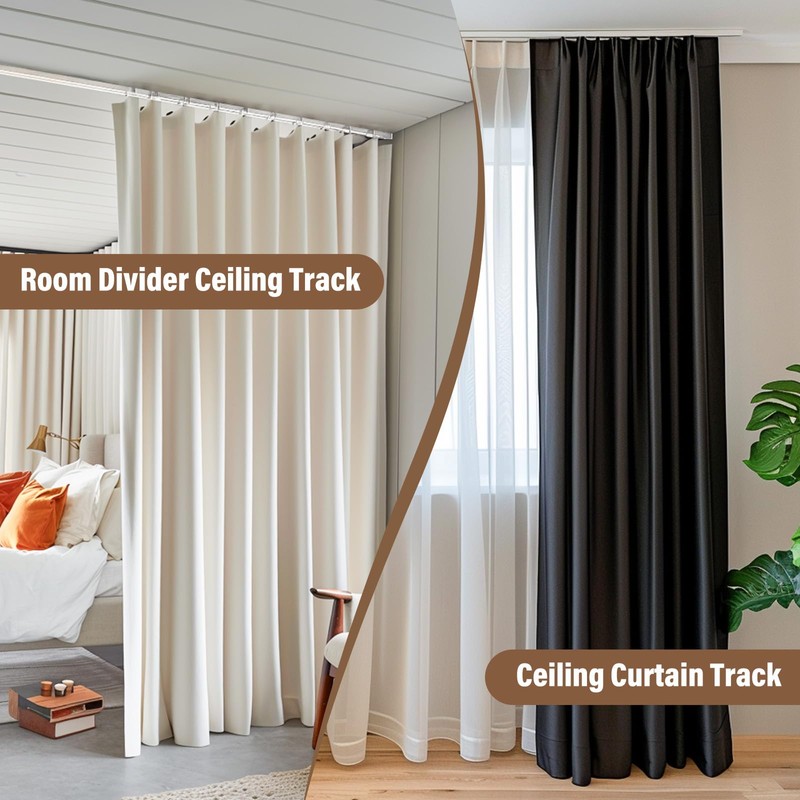 MaKefeile Ceiling Mount Curtains Track Room Divider Privacy Partition Separator