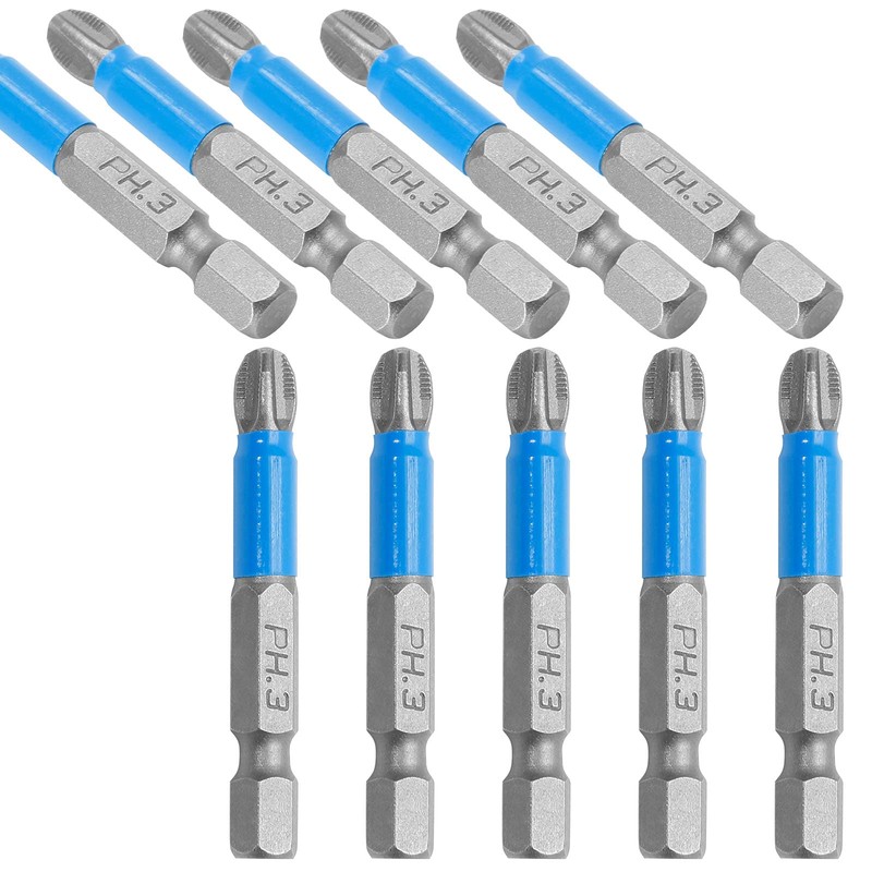 Cjueiom 10Pcs Magnetic PH3 Screwdriver Bits Set, Anti Slip Phillips