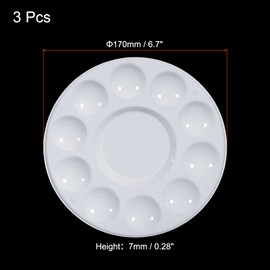 PATIKIL 10 Well Paint Tray Palette 3pcs Plastic Round Palette Painting Supplies for Art Class Craft DIY Gouache Watercolor Painting