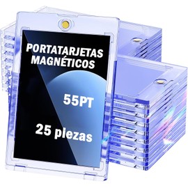 25PCS 55PT Tarjetero Magnético para Tarjetas Coleccionables, Protector de Tarjetas de Acrílico, ard Sleeves Protección UV, para Béisbol, Fútbol, Tarjetas de Juego exhibición (25, 55PT)