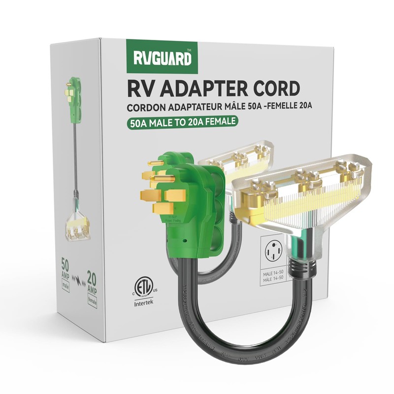 RVGUARD 50 Amp to 110V Adapter Cord, NEMA 14-50P to