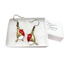 Robin bird dangle earrings hand resin enamelled in gift box.