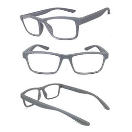 VeryHobby Men Women Retro Square Rubberized Frame Reading Glasses Spring Hinges (Gray, 1.50)