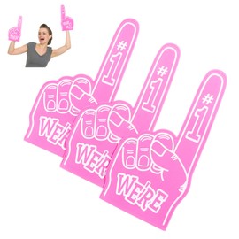 Dazzleimart 3 Pcs Giant Foam Finger 18.11 Inch Number 1 Universal Foam Hand Cheerleading Foam Fingers for Celebration Pom Poms, Sports Events Games School Business (Never GIVE UP, Pink)
