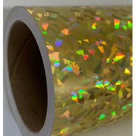 Holographic Crystal Sign Vinyl, HOLOCRYSTAL self-Adhesive Plastic (12 inch x 10 feet, Gold)