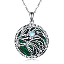 AXELUNA Eagle Moonstone Necklace Sterling Silver Malachite Eagle Jewellery Gifts for Women Men Boys, Sterling Silver, Zircon
