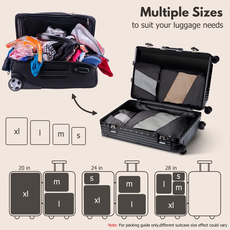 jetsetta Expandable Compression Packing Cubes 4 Set Travel Accessories Suitcase