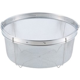 Tsubame Sanjo 32185 Hot Water Strainer, 9.8 inches (25 cm), Dishwasher Safe, For Pots, 12 Mesh, Handle Included, Legs, Deep Type, Udon Strainer, Stainless Steel