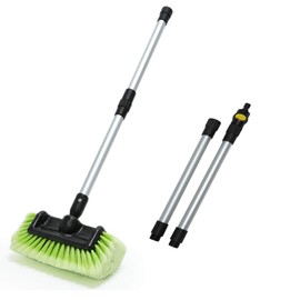 Car Wash Brush 11" with Long Handle with Soft Bristle Scrub Brush for Car, Truck, Boat, RV, House Siding, Deck Camper Exterior Washing Cleaning Green