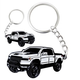 RUIHEDAHB 1PC Double-sided Car Keychain for Dodge RAM Key Chain Fob Cover Cool Mods Accessories (white)