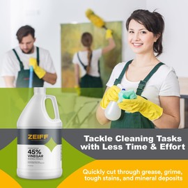 Zeiff 45% Pure Concentrated Vinegar - Technical Grade Acetic Acid Solution for Home and Outdoor Use - Cleaning Vinegar for Home & Laundry - 1 Gallon