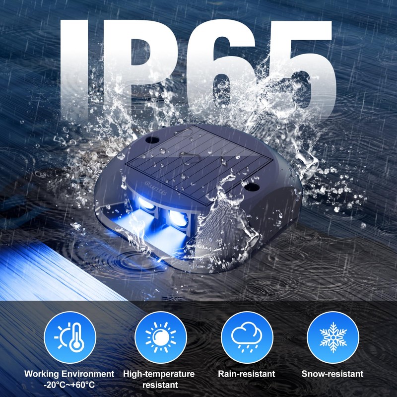 Quntis 6-Pack Solar Deck Lights, IP65 Waterproof Solar Pathway Lights,
