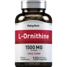 Piping Rock Piping Rock L-Ornithine Supplement | 1500 mg | 120 Capsules | Free Form HCl | Non-GMO, Gluten Free