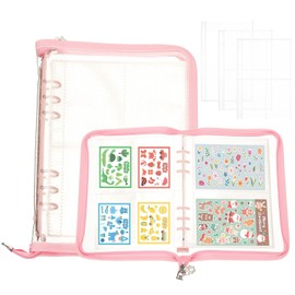PATIKIL Sticker Organizer Binder, Reusable A5 Sticker Album Collecting Book Glitter Cover Zipper Binder with 180 Pocket, Pink