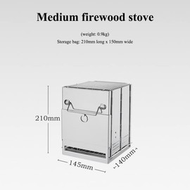 Camping Wood Burning Stove,Stainless Steel Compact Portable Foldable Camping with Ash Catcher,Grill Grid, Storage Bag for Backpacking Hiking Camping Cooking BBQ Picnic (Silver Small)